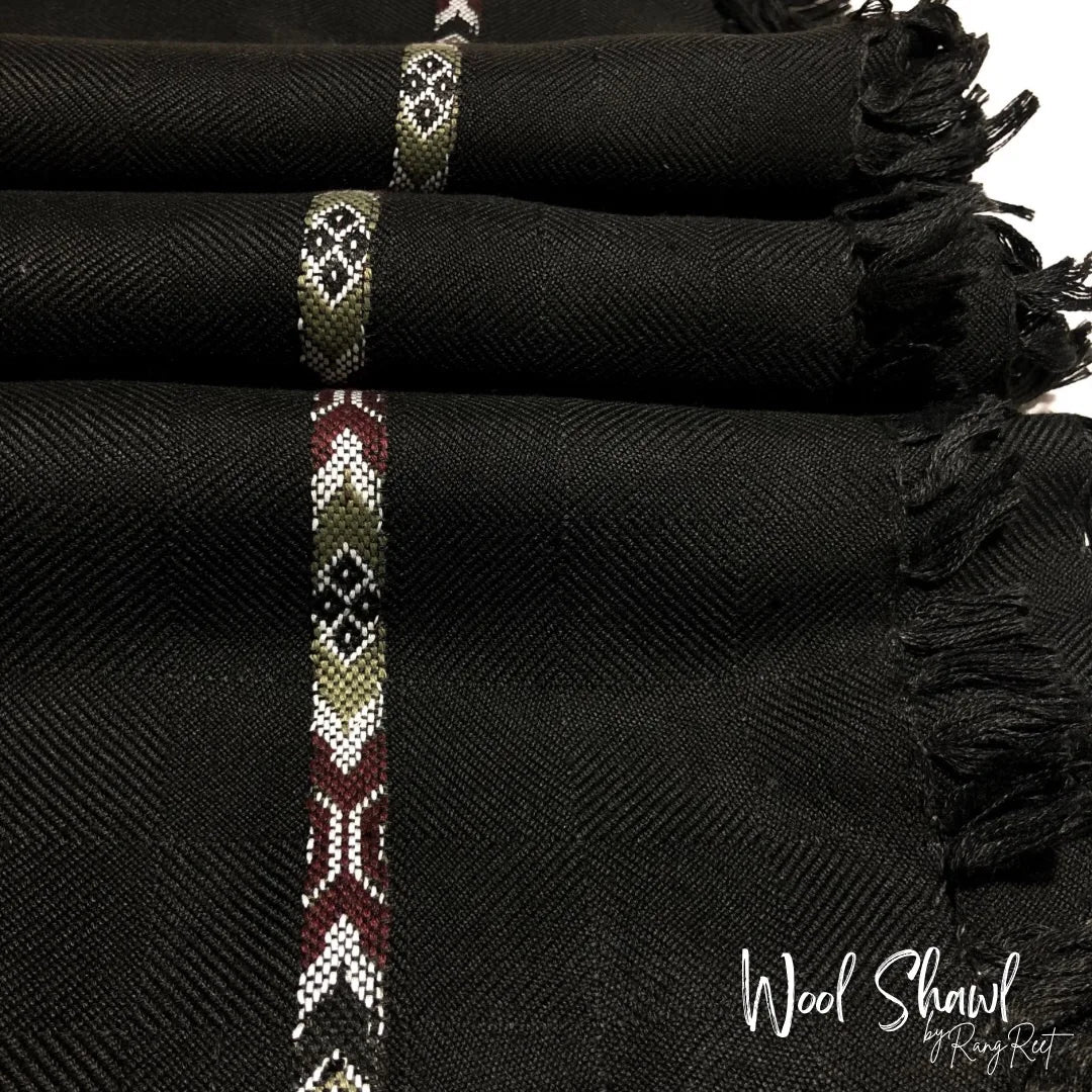 Black Wool Shawl Border Design image 1
