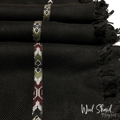 Black Wool Shawl Border Design image 1