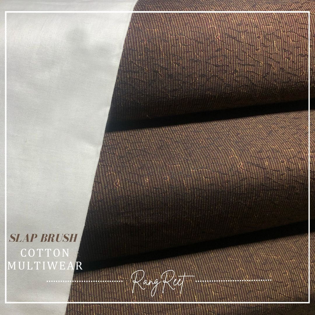 Rush Brown Cotton Kurta Pajama Unstitched image 0