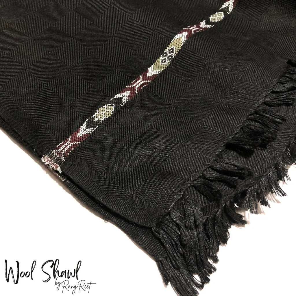 Black Wool Shawl Border Design image 0