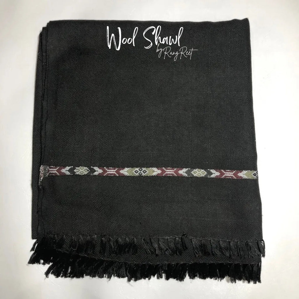 Black Wool Shawl Border Design image 2