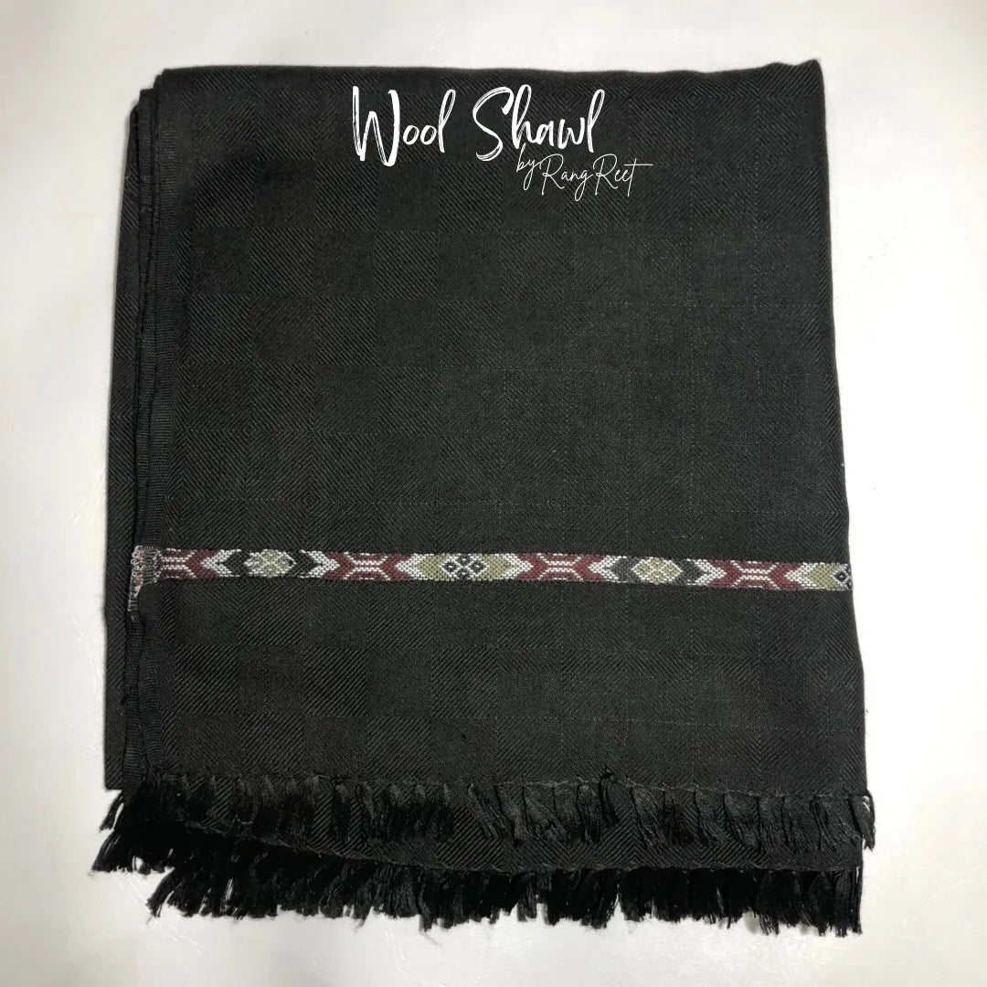 Black Wool Shawl Border Design image 2