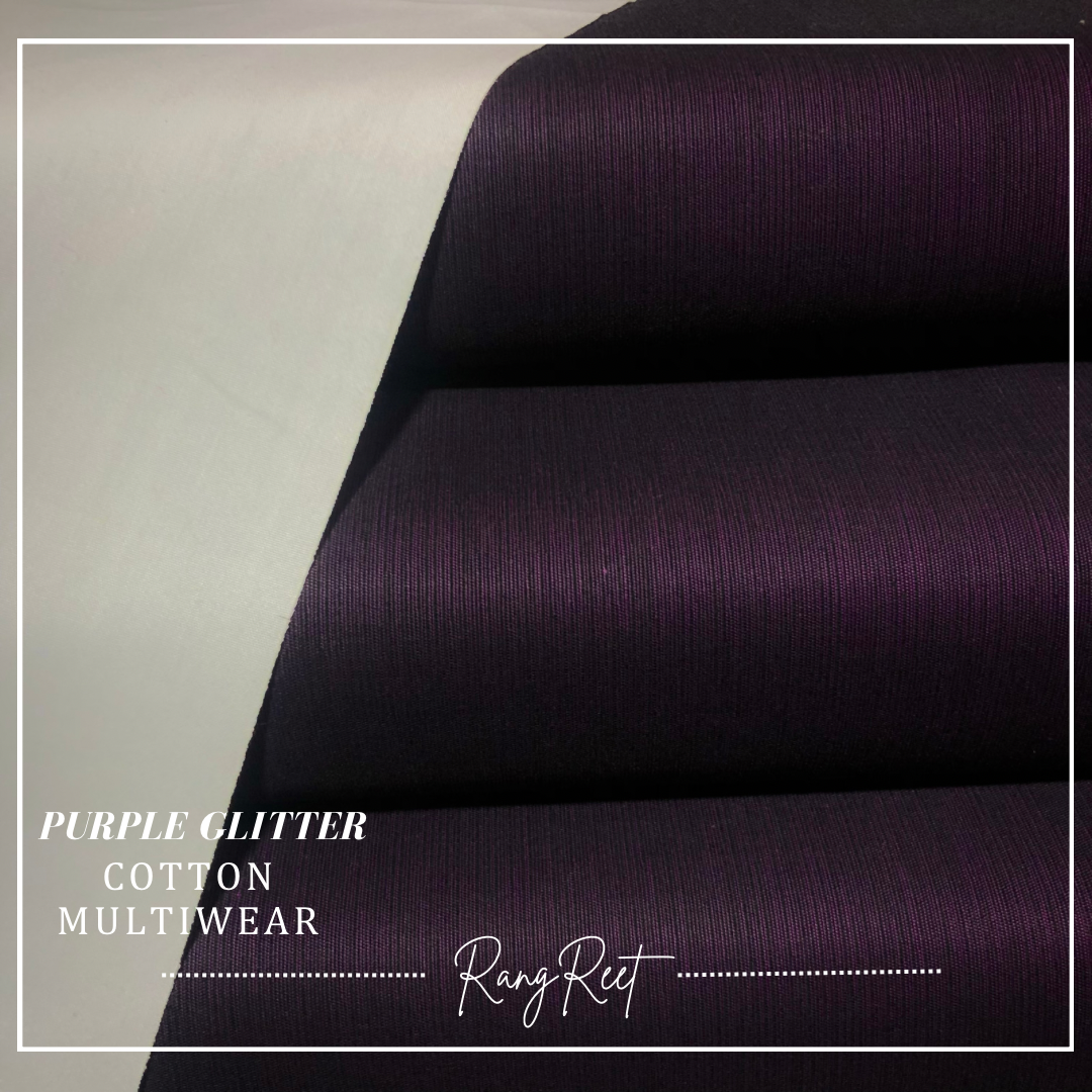 Purple Glitter Cotton Kurta Pajama Unstitched image 0