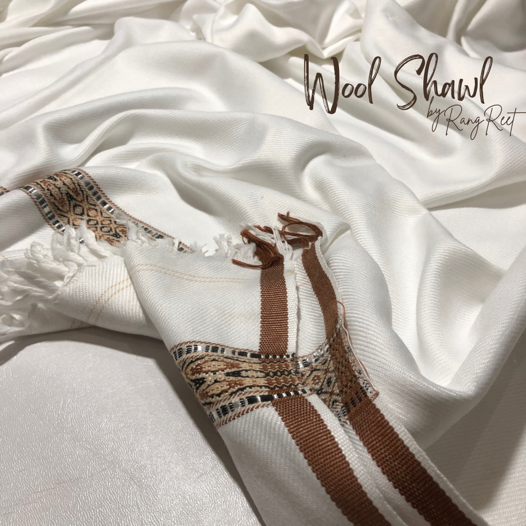 White Broad Border - Wool Shawl image 5